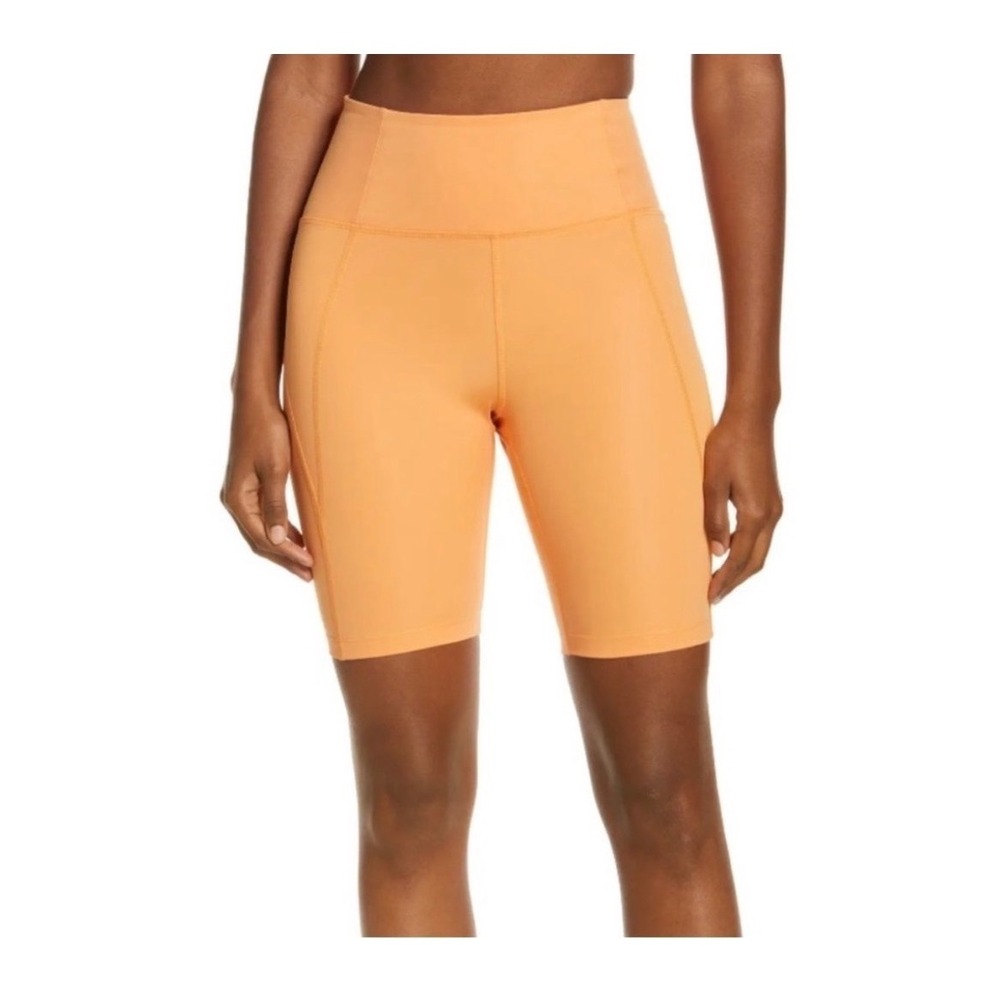 Girlfriend Collective High-Rise Bike Short Orange Recycled L Athletic Workout